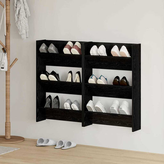 Cipőszekrény 2 pcs Fekete tölgy 60 x 18 x 90 cm Faanyag