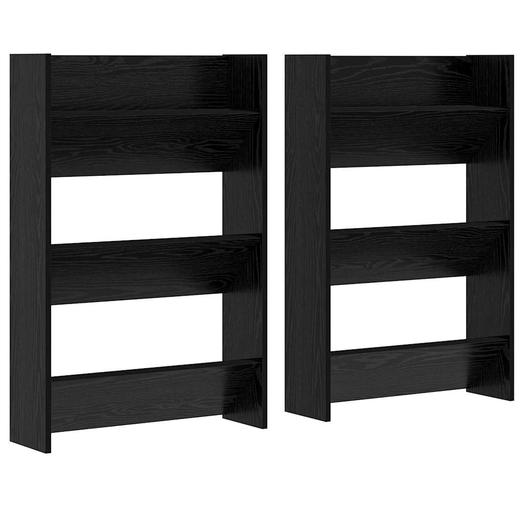 Cipőszekrény 2 db 60 x 18 x 90 cm Szerelt Fa Fekete tölgy