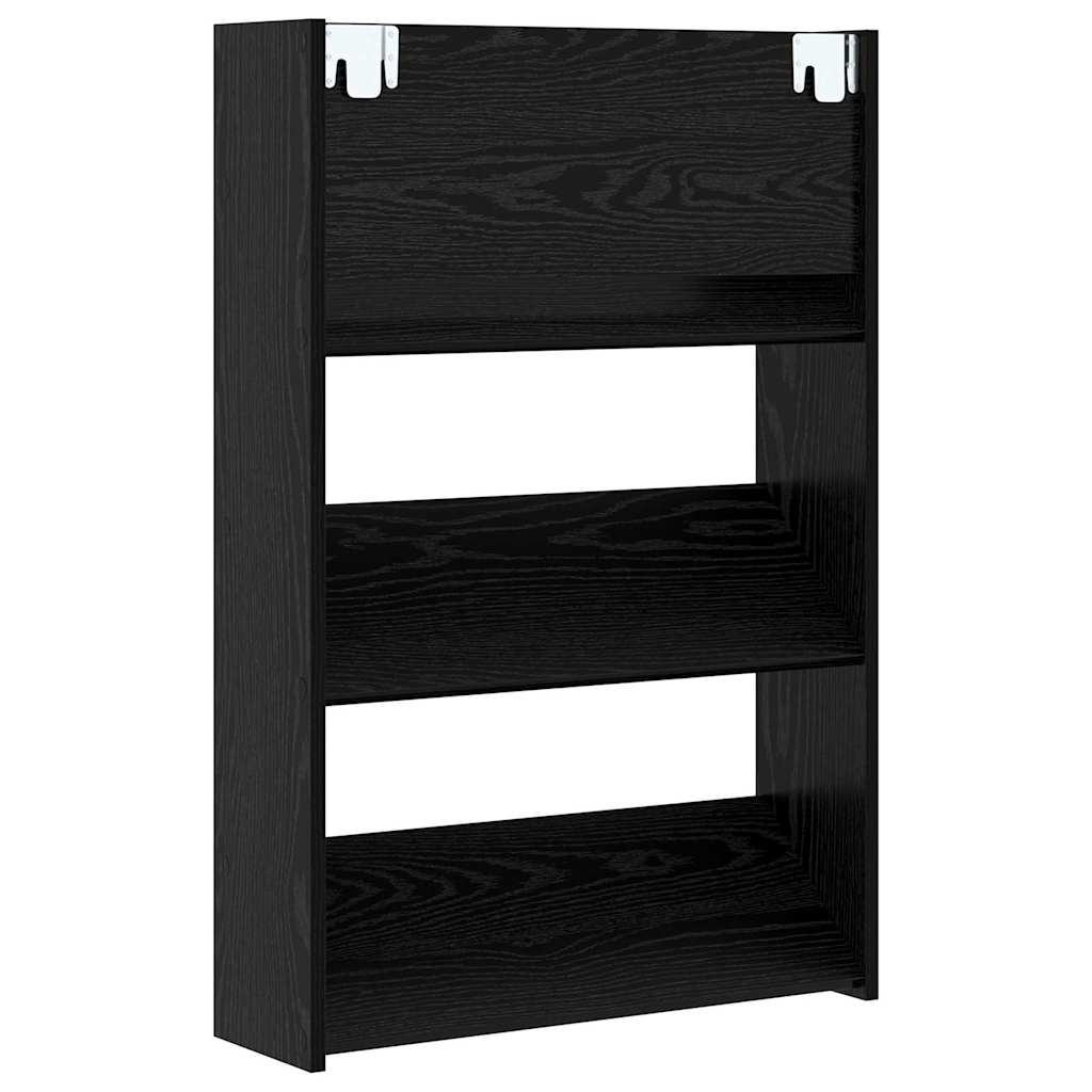 Cipőszekrény 2 db 60 x 18 x 90 cm Szerelt Fa Fekete tölgy