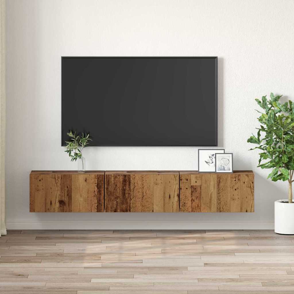 TV szekrény garnitúra 3 pcs Barna Szerelt Fa