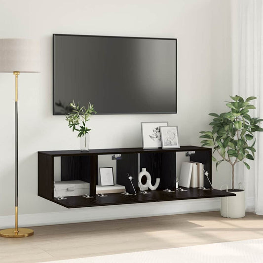 TV szekrény garnitúra 2 pcs Fekete 60 x 30 x 30 cm Faanyag