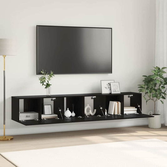 TV szekrény garnitúra 3 pcs Fekete 60 x 30 x 30 cm Faanyag