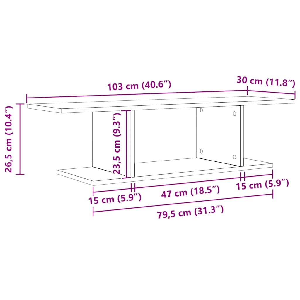 TV szekrény garnitúra 103 x 30 x 26,5 cm Barna Szerelt Fa