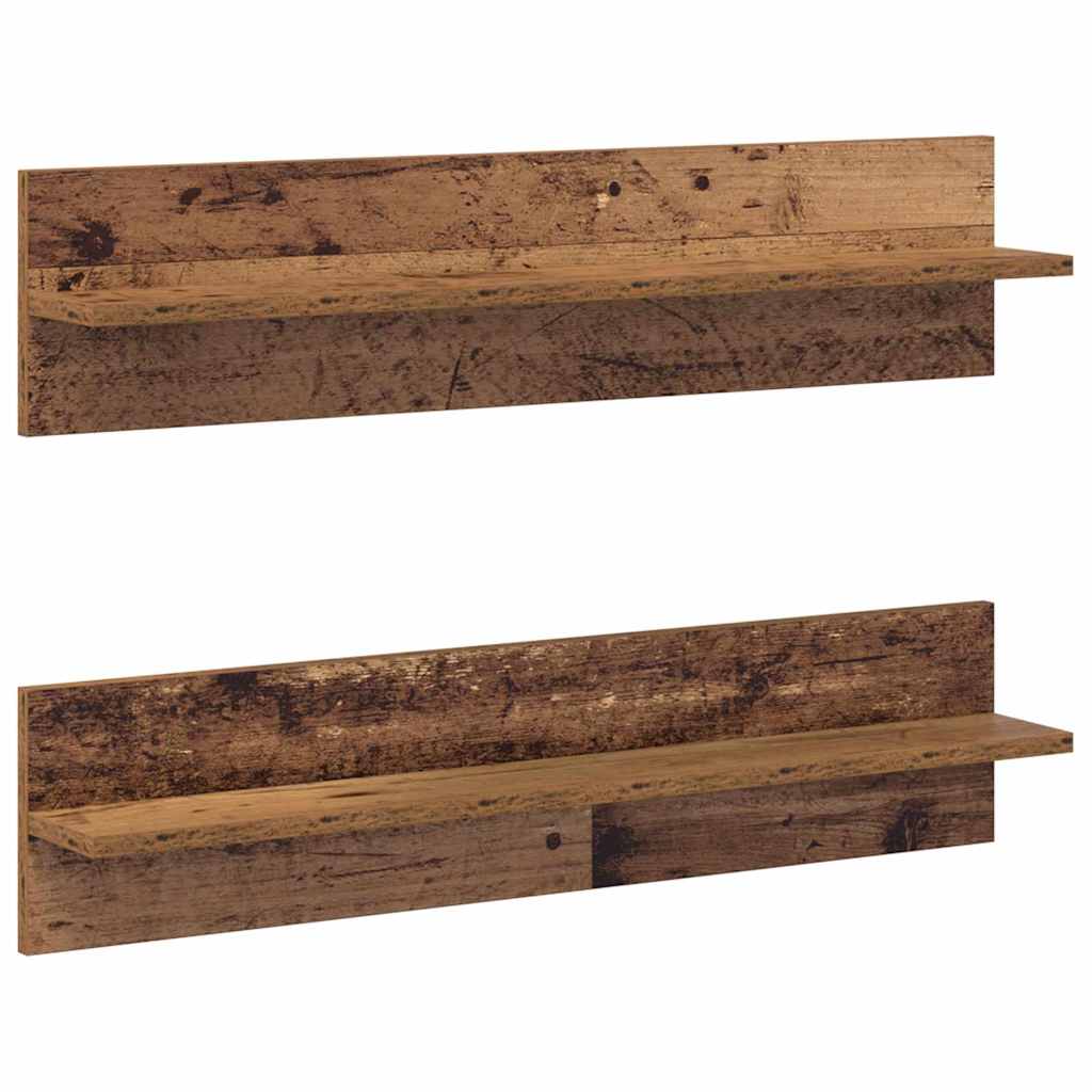Falpolc Falra szerelhető 2 pcs Öreg fa 80 x 11,5 x 18 cm