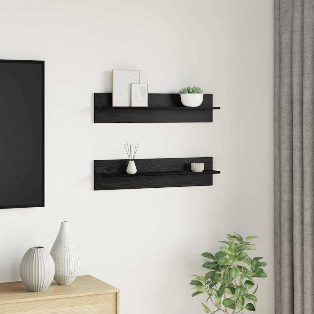 Falpolc Falra szerelhető 2 pcs Fekete tölgy 80 x 11,5 x 18 cm