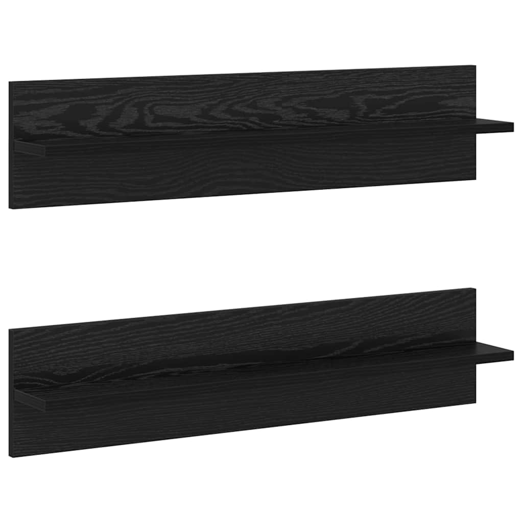 Falpolc Falra szerelhető 2 pcs Fekete tölgy 80 x 11,5 x 18 cm