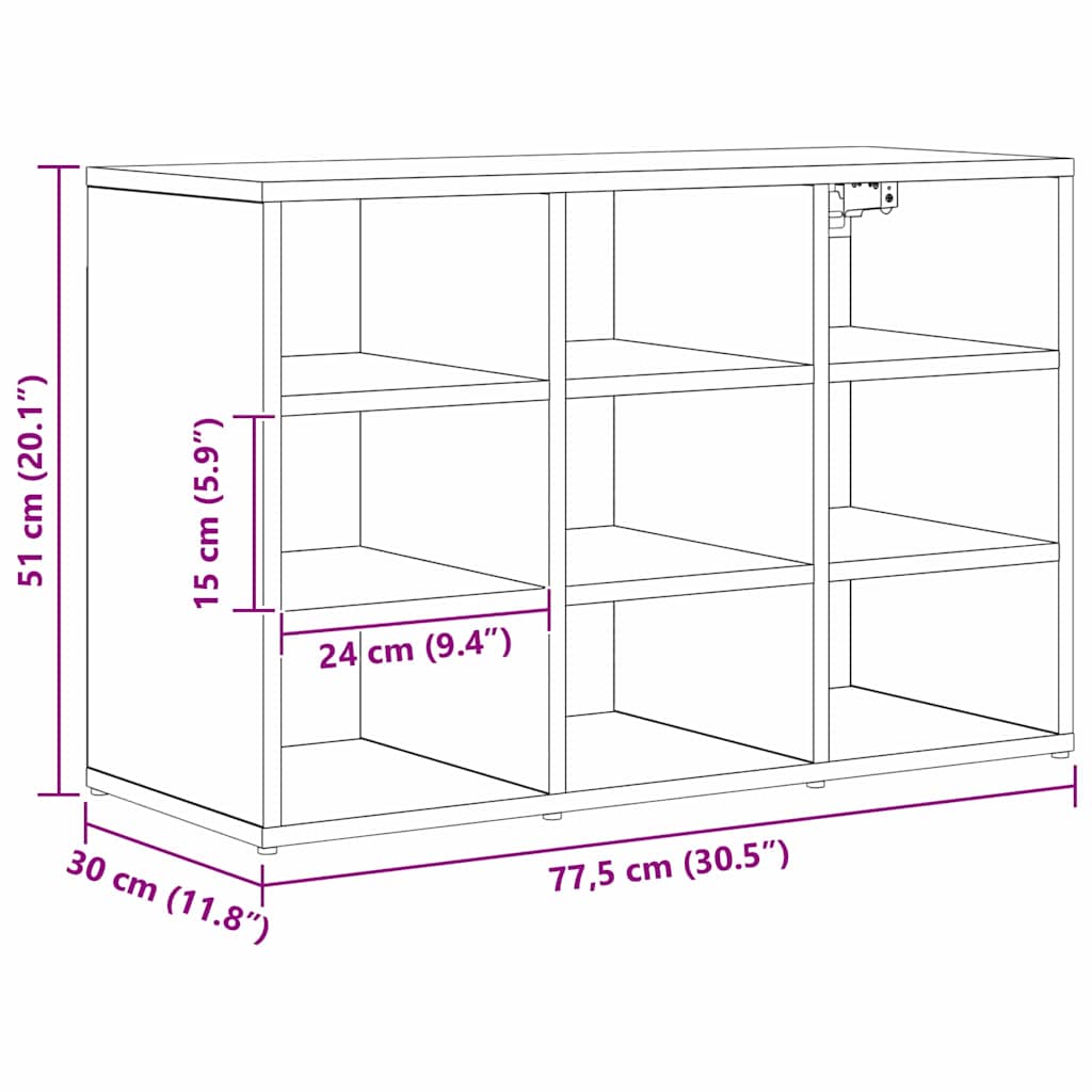 Cipőszekrény 77,5 x 30 x 51 cm Szerelt Fa Öreg fa