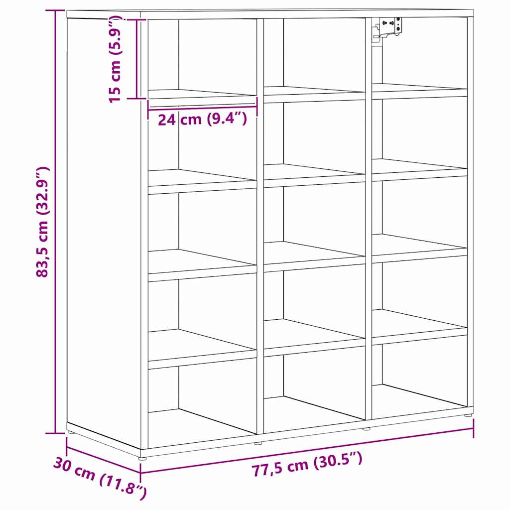 Cipőszekrény 77,5 x 30 x 83,5 cm Szerelt Fa Öreg fa