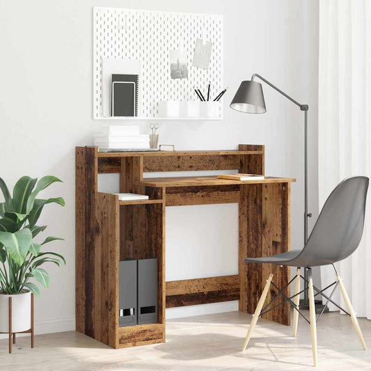 Asztal LED -es lámpákkal Öreg fa 97 x 45 x 90 cm Faanyag