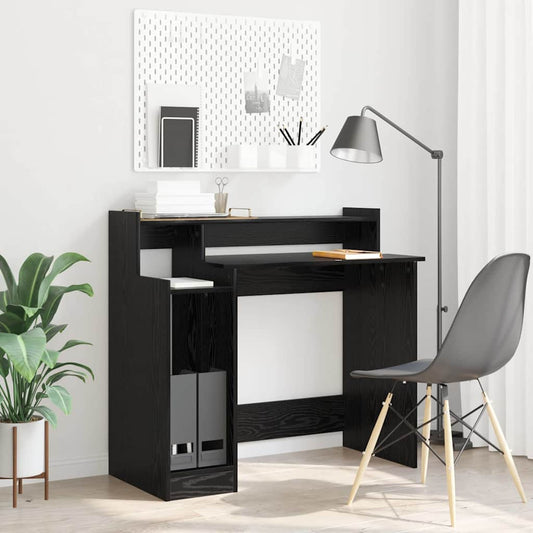 Asztal LED -es lámpákkal Fekete tölgy 97 x 45 x 90 cm Faanyag