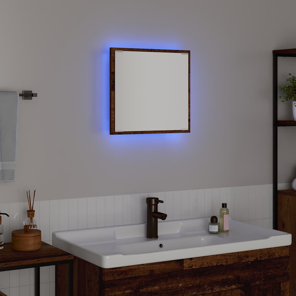 LED Fürdőszoba Tükör tükörrel Öreg fa 40 x 37 x 8.5 cm Faanyag