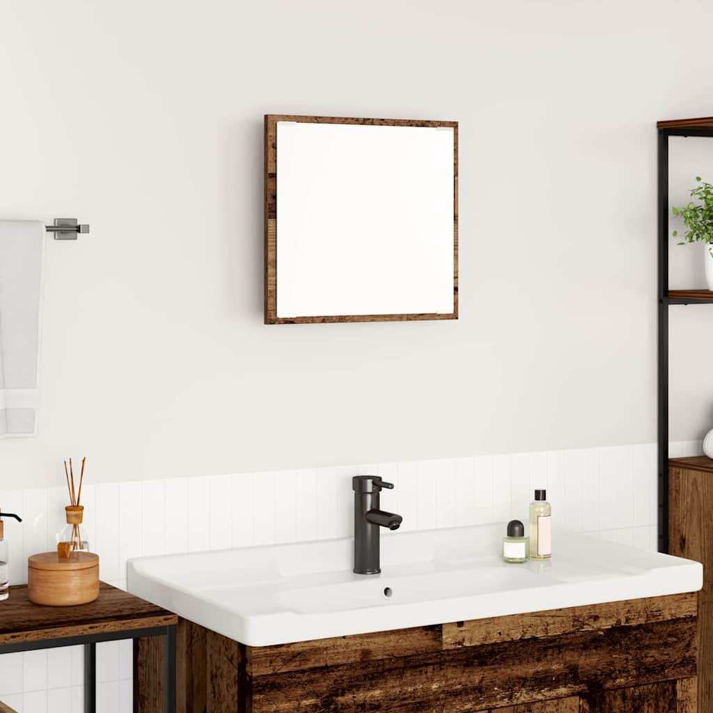 LED Fürdőszoba Tükör tükörrel Öreg fa 40 x 37 x 8.5 cm Faanyag
