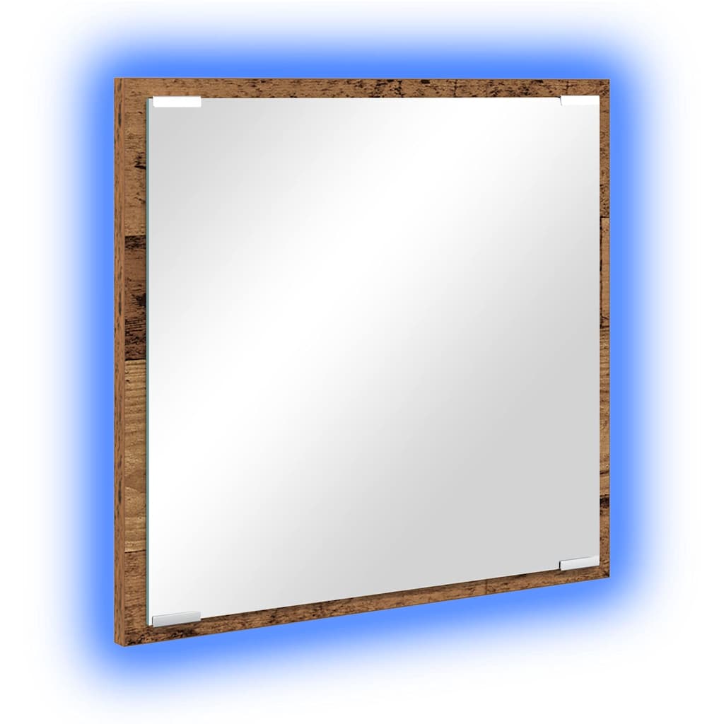 LED Fürdőszoba Tükör tükörrel Öreg fa 40 x 37 x 8.5 cm Faanyag