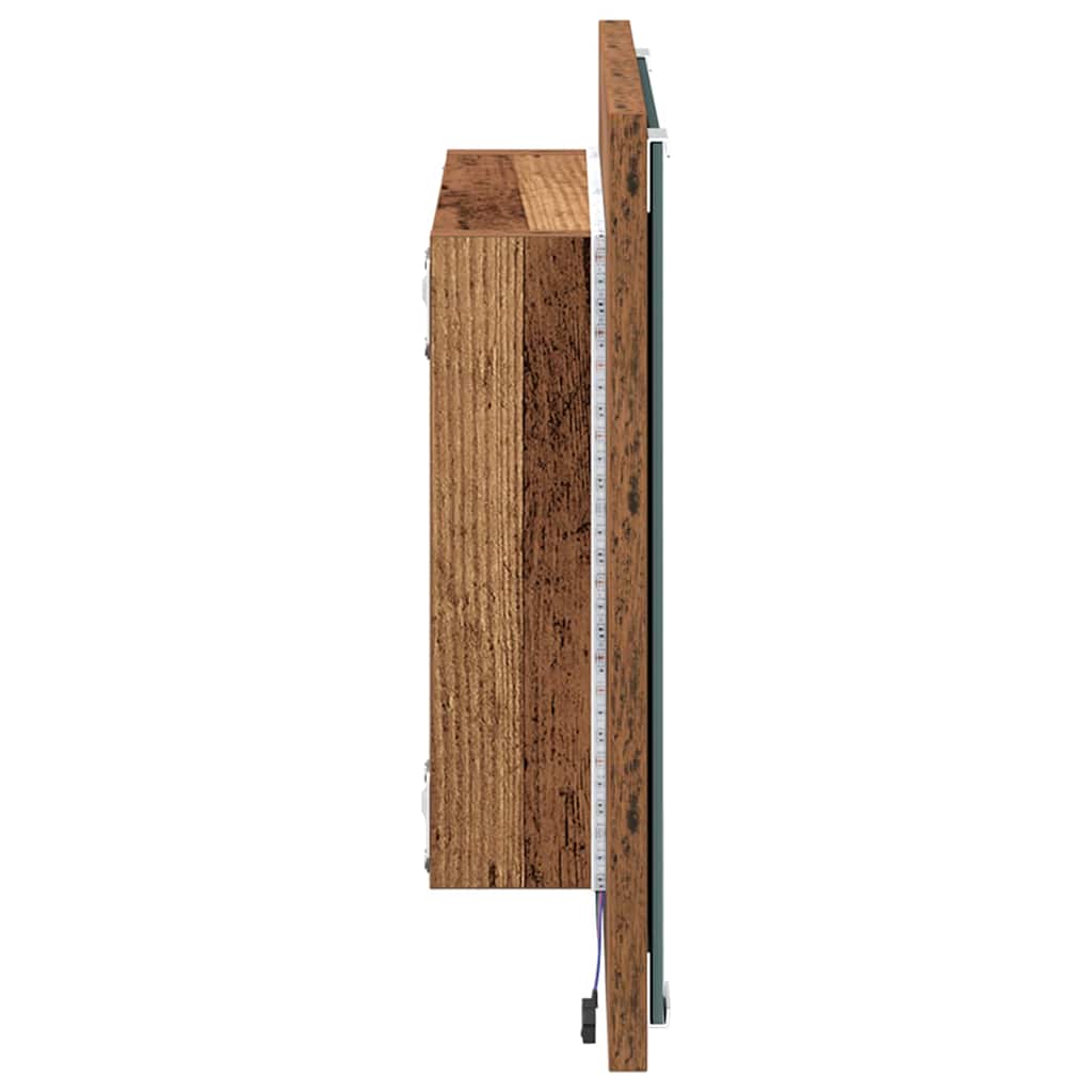LED Fürdőszoba Tükör tükörrel Öreg fa 40 x 37 x 8.5 cm Faanyag