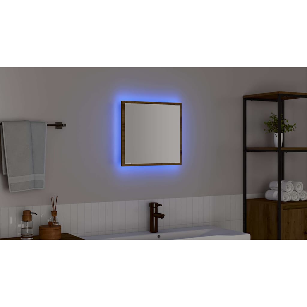 LED Fürdőszoba Tükör Artisan tölgy 40 x 37 x 8.5 cm Szerelt Fa