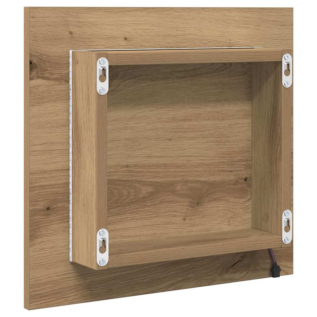 LED Fürdőszoba Tükör Artisan tölgy 40 x 37 x 8.5 cm Szerelt Fa