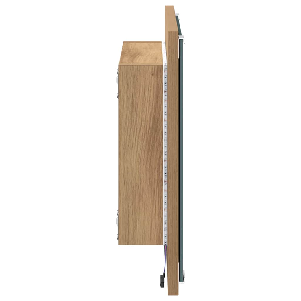 LED Fürdőszoba Tükör Artisan tölgy 40 x 37 x 8.5 cm Szerelt Fa