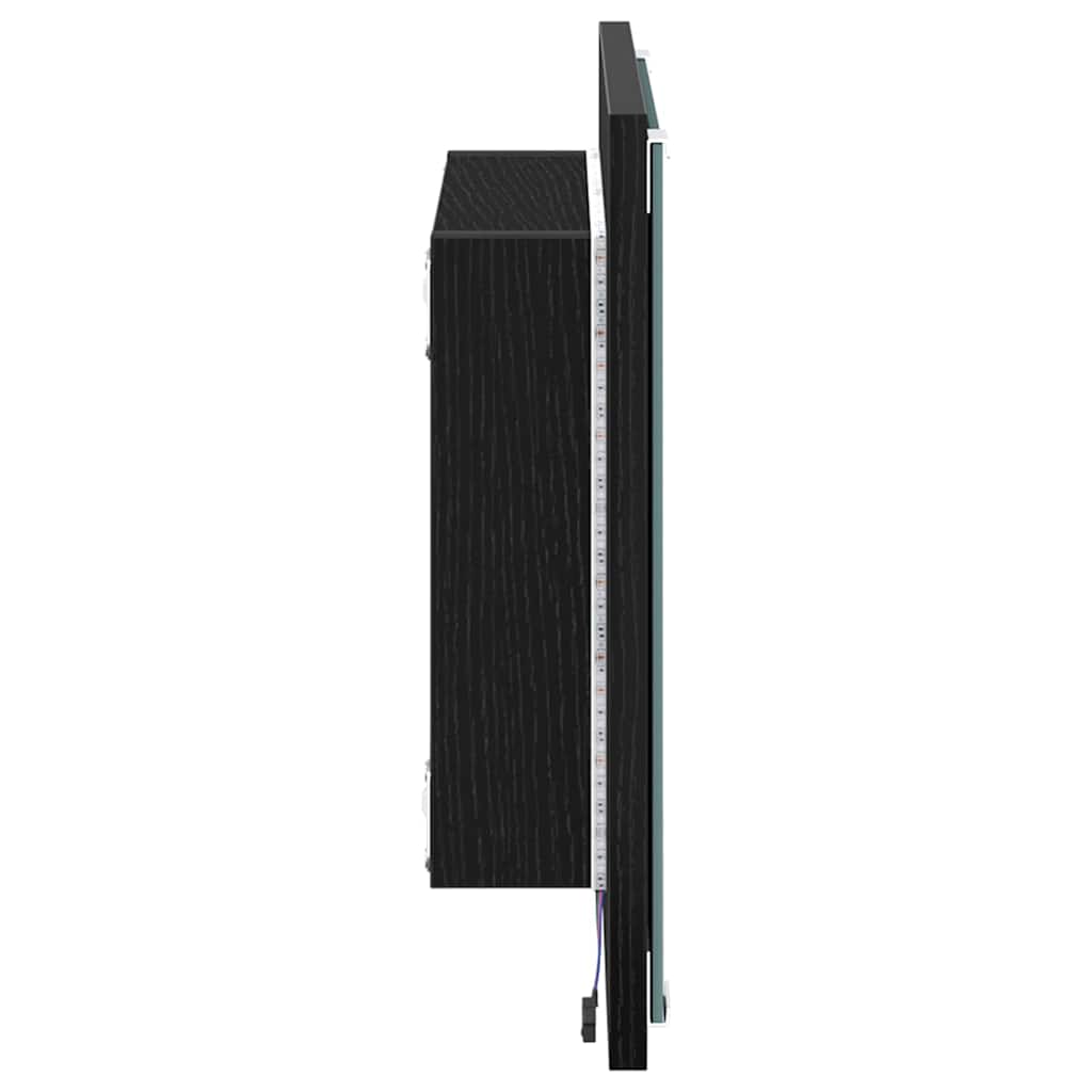 LED Fürdőszoba Tükör Fekete tölgy 40 x 37 x 8.5 cm Szerelt Fa