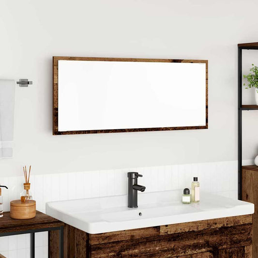 Tükör LED -es lámpákkal Öreg fa 90 x 8,5 x 37 cm Faanyag