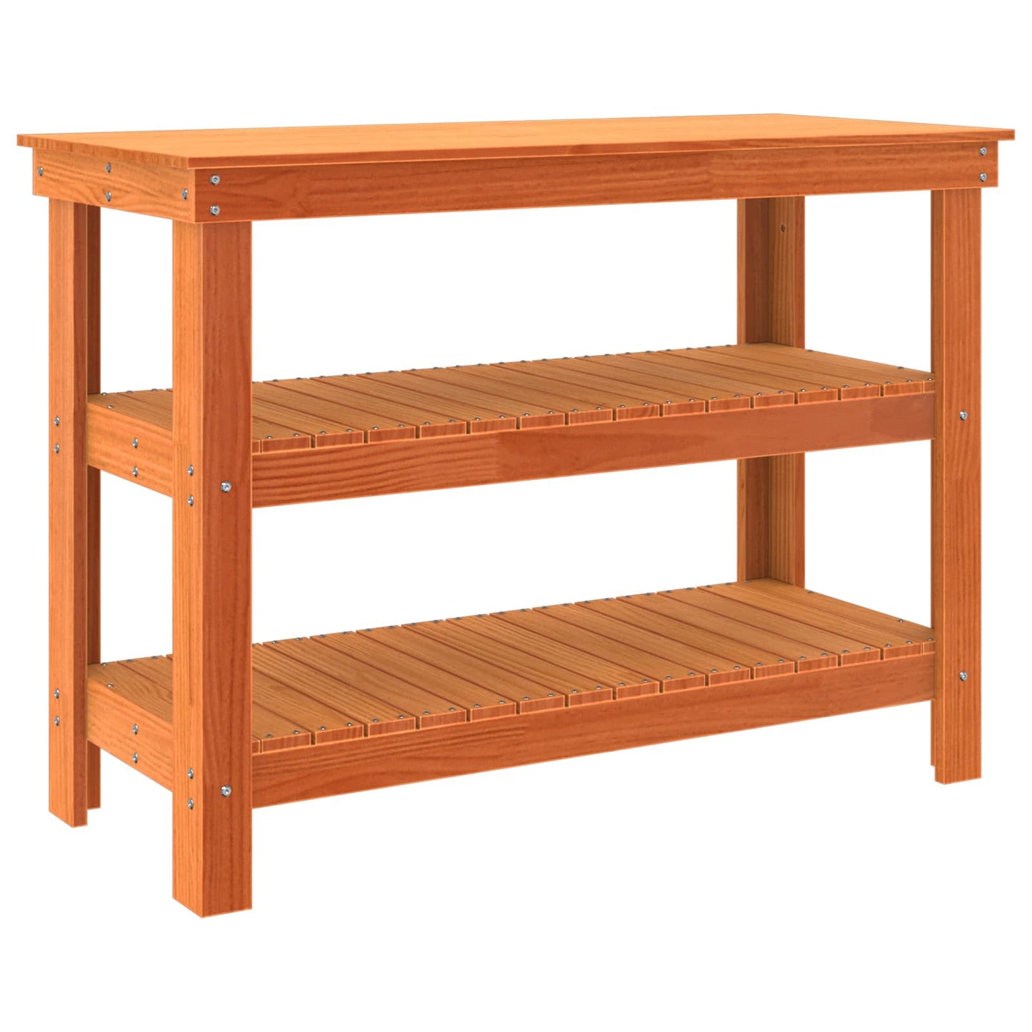 Munkapad polcokkal Viaszbarna 110,5 x 50 x 80 cm Tömör fenyőfa