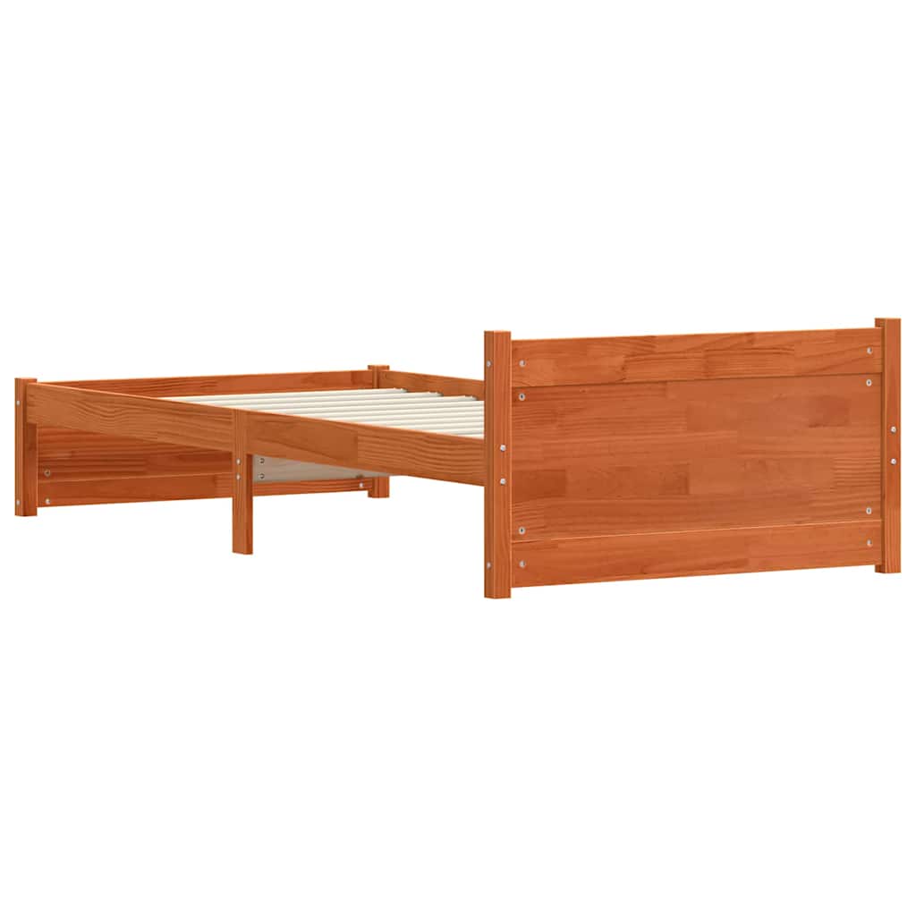 Ágykeret Faggyú barna 205.5 x 95.5 x 51 cm Tömör fenyőfa