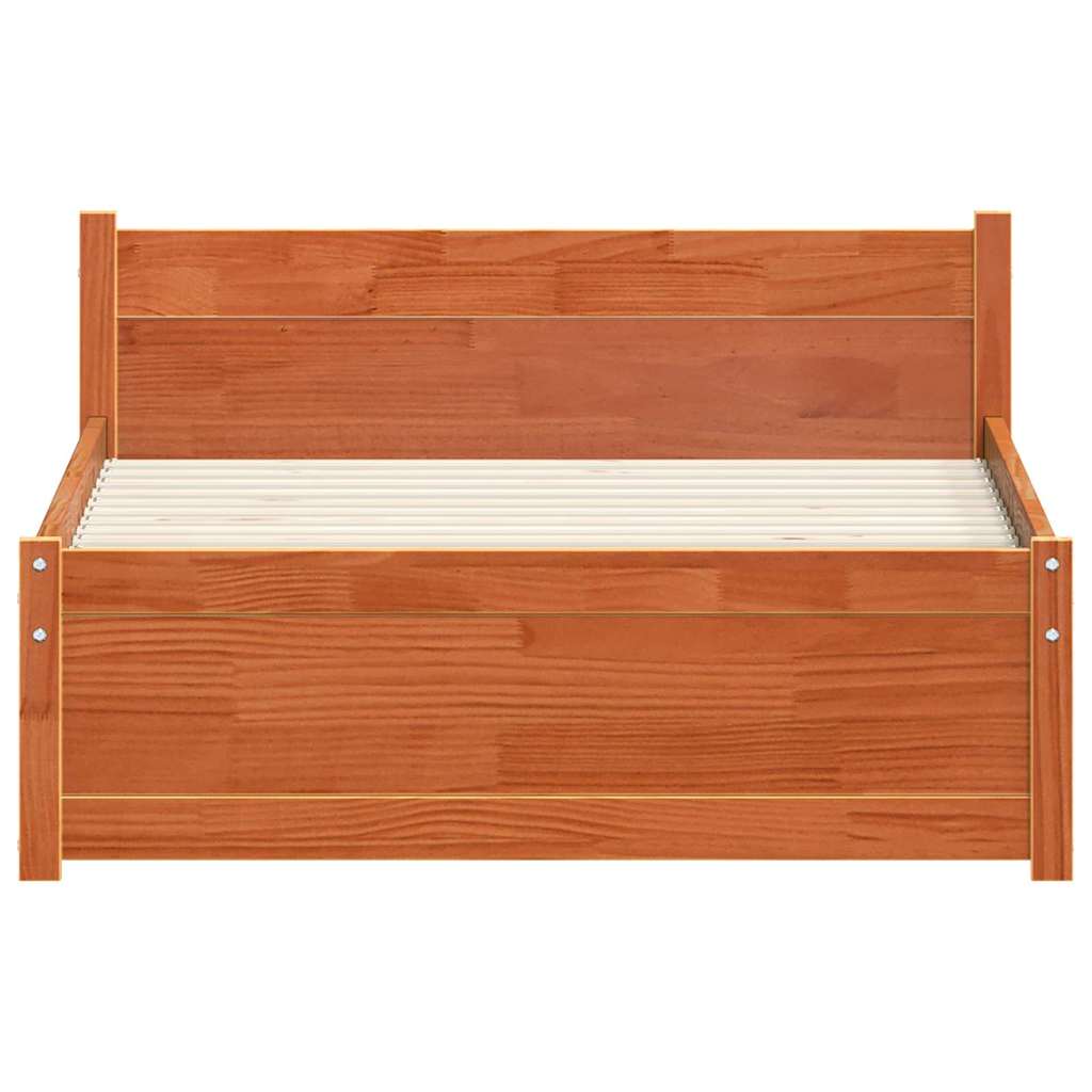 Ágykeret Faggyú barna 205.5 x 95.5 x 51 cm Tömör fenyőfa