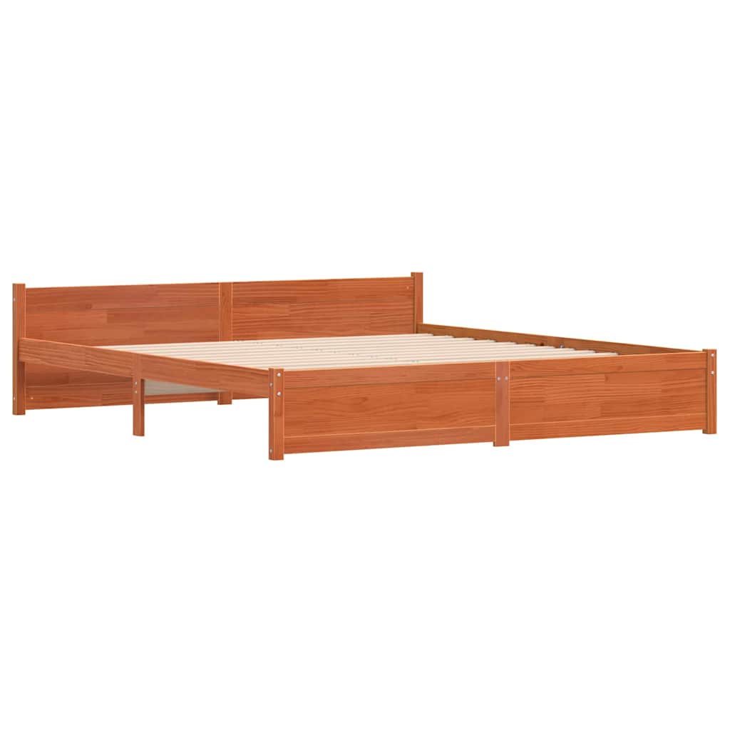 Ágykeret Faggyú barna 205,5 x 185,5 x 51 cm Tömör fenyőfa
