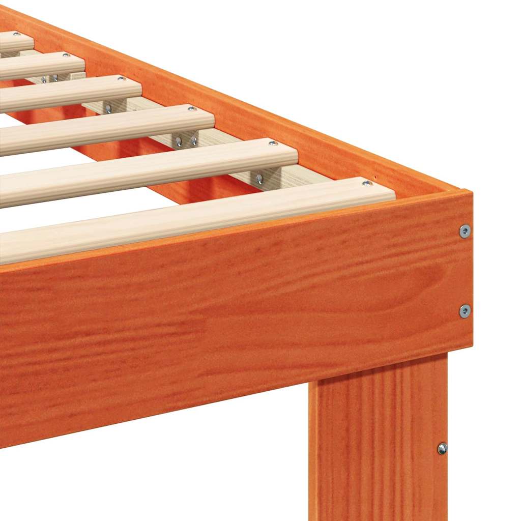 Ágykeret fejtámlával Barna 140 x 200 cm Tömör fenyőfa