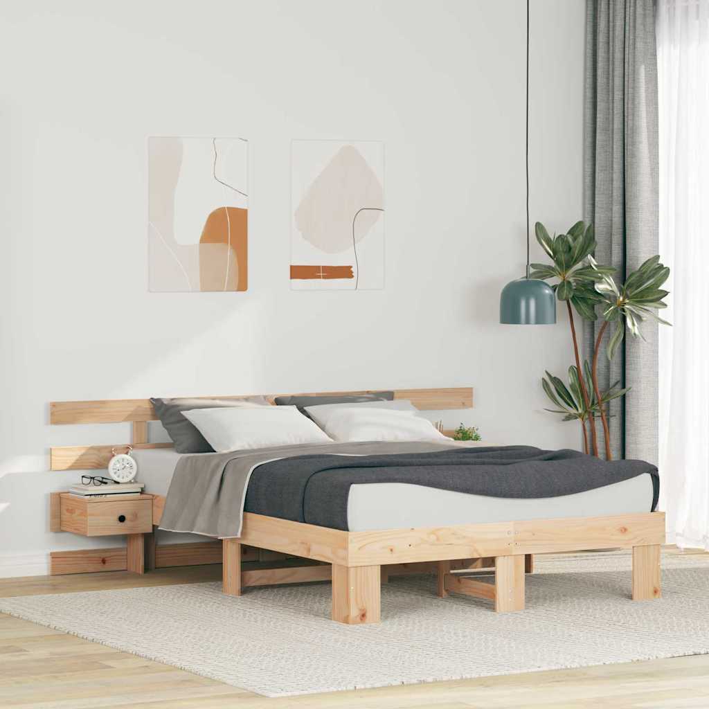 Ágykeret fejtámlával Barna 120 x 200 cm Tömör fenyőfa