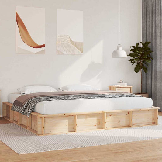Ágykeret Barna 200 x 200 cm Tömör fenyőfa