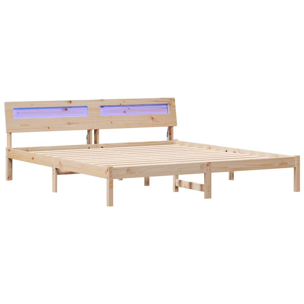 Ágykeret fejtámlával Barna 200 x 200 cm Tömör fenyőfa