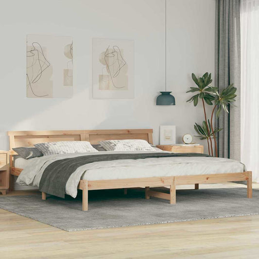 Ágykeret LED -es lámpákkal Barna 200 x 200 cm Tömör fenyőfa