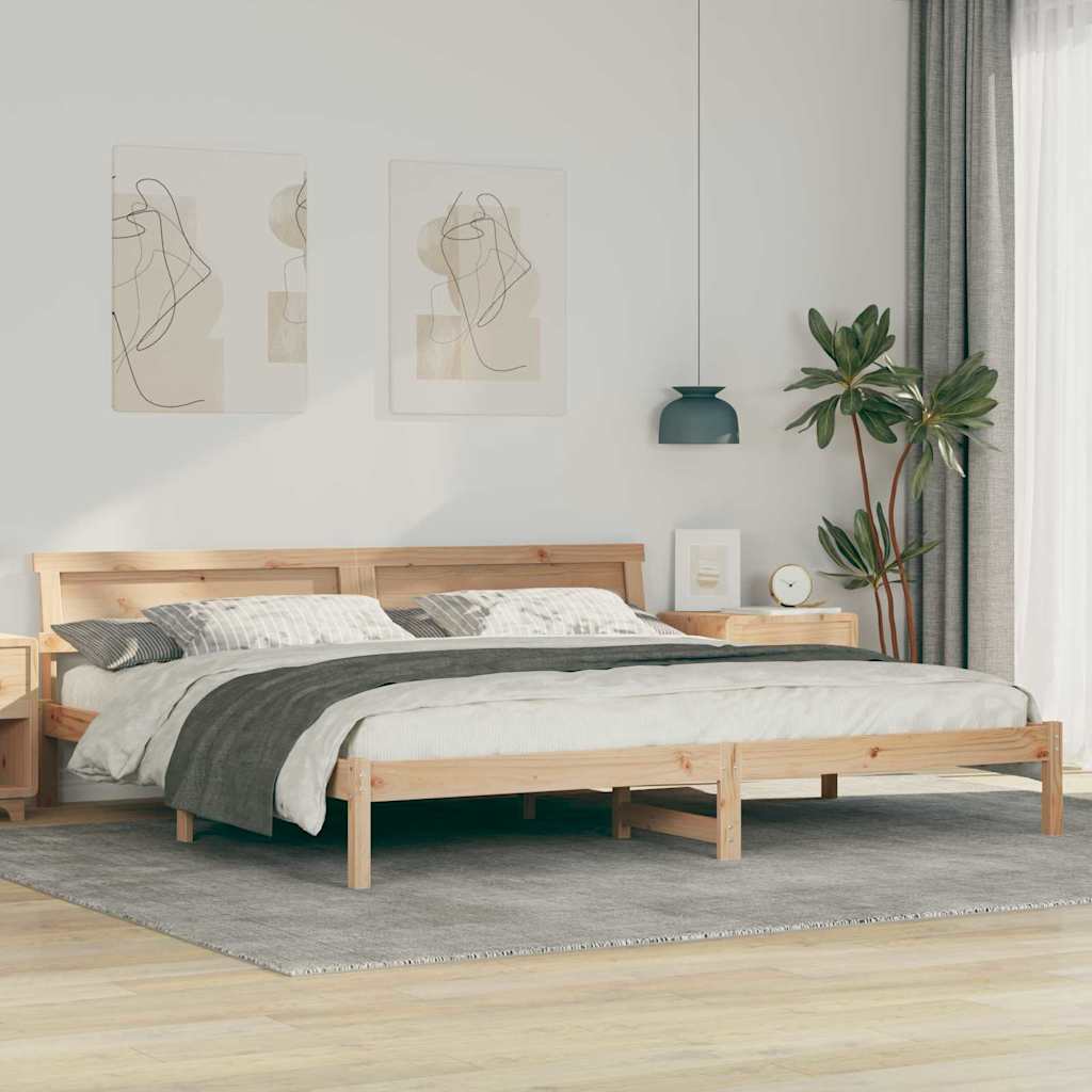 Ágykeret LED -es lámpákkal Barna 200 x 200 cm Tömör fenyőfa