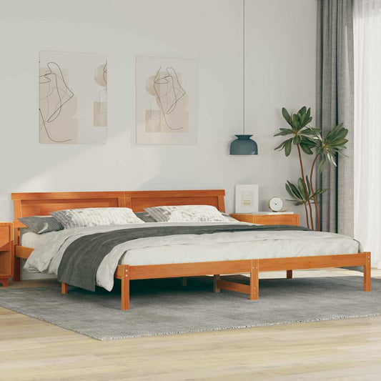 Ágykeret fejtámlával Faggyú barna 200 x 200 cm Tömör fenyőfa