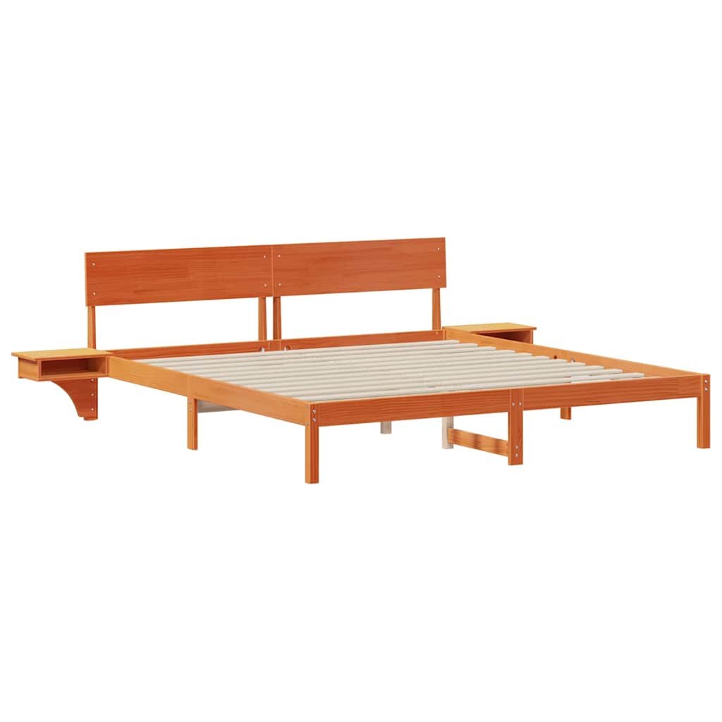 Ágykeret fejtámlával Faggyú barna 200 x 200 cm Tömör fenyőfa