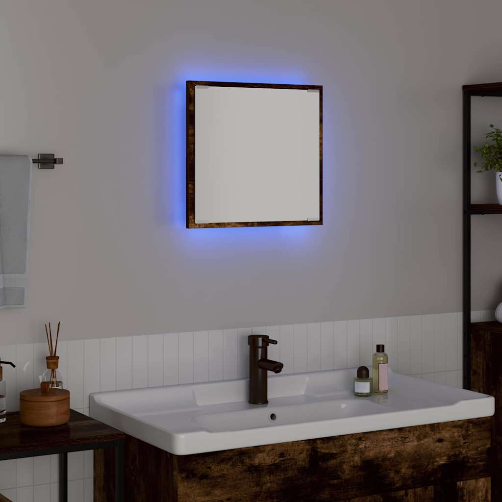 LED Fürdőszoba Tükör Füstölt tölgy 40 x 37 x 8.5 cm Szerelt Fa