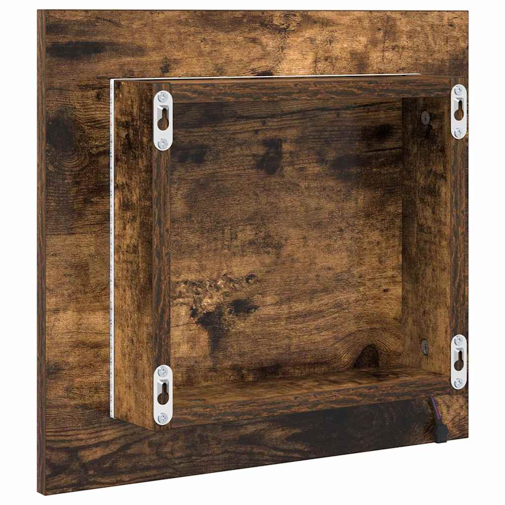 LED Fürdőszoba Tükör Füstölt tölgy 40 x 37 x 8.5 cm Szerelt Fa