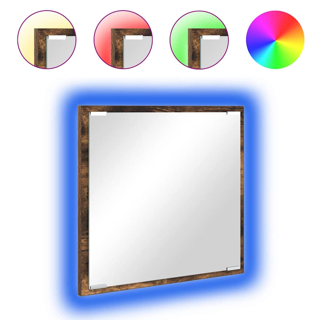 LED Fürdőszoba Tükör Füstölt tölgy 40 x 37 x 8.5 cm Szerelt Fa