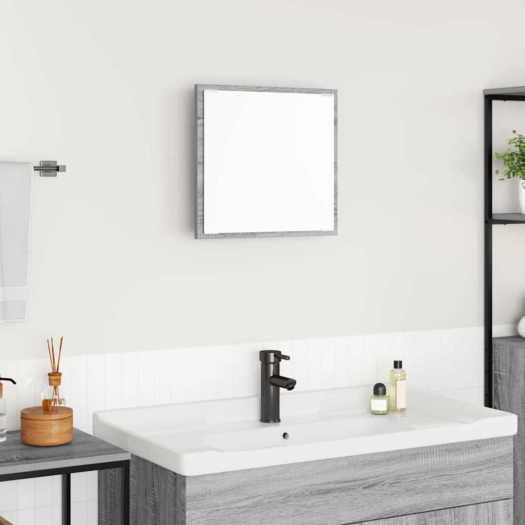 LED Fürdőszoba Tükör Szürke Sonoma 40 x 37 x 8.5 cm Szerelt Fa