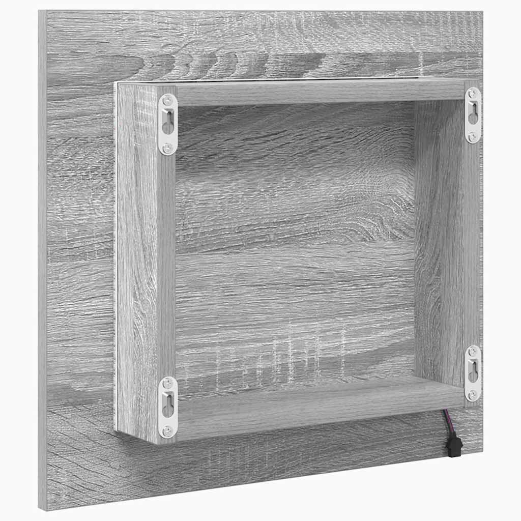 LED Fürdőszoba Tükör Szürke Sonoma 40 x 37 x 8.5 cm Szerelt Fa