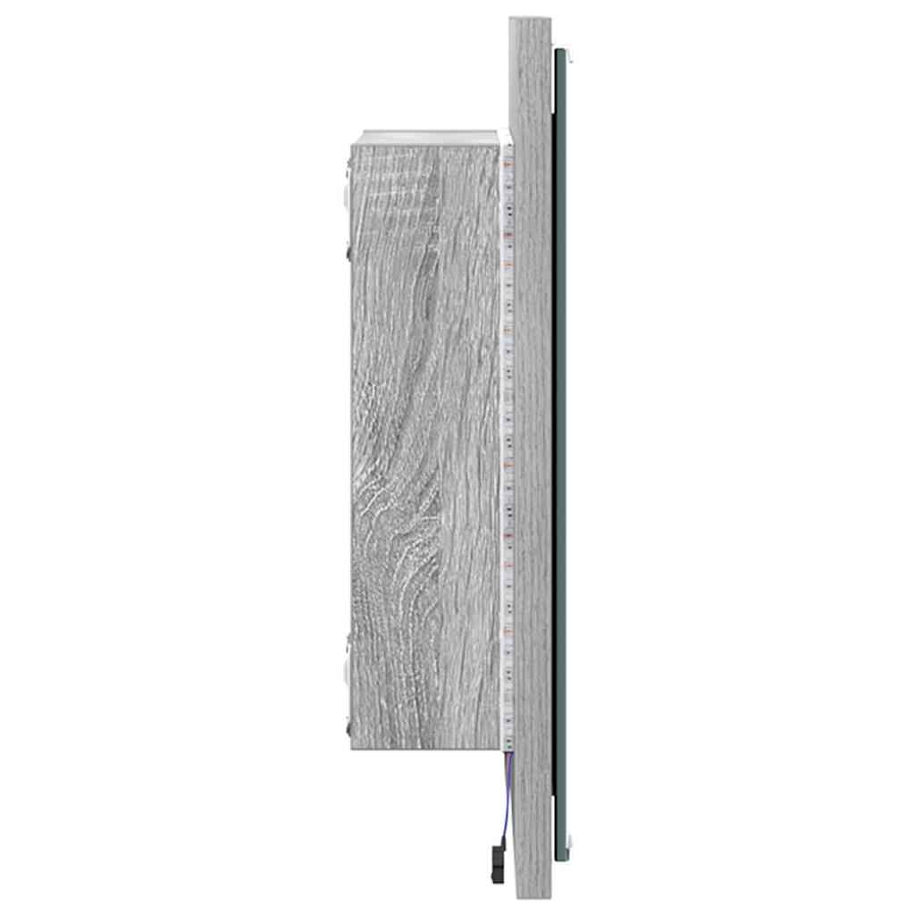 LED Fürdőszoba Tükör Szürke Sonoma 40 x 37 x 8.5 cm Szerelt Fa