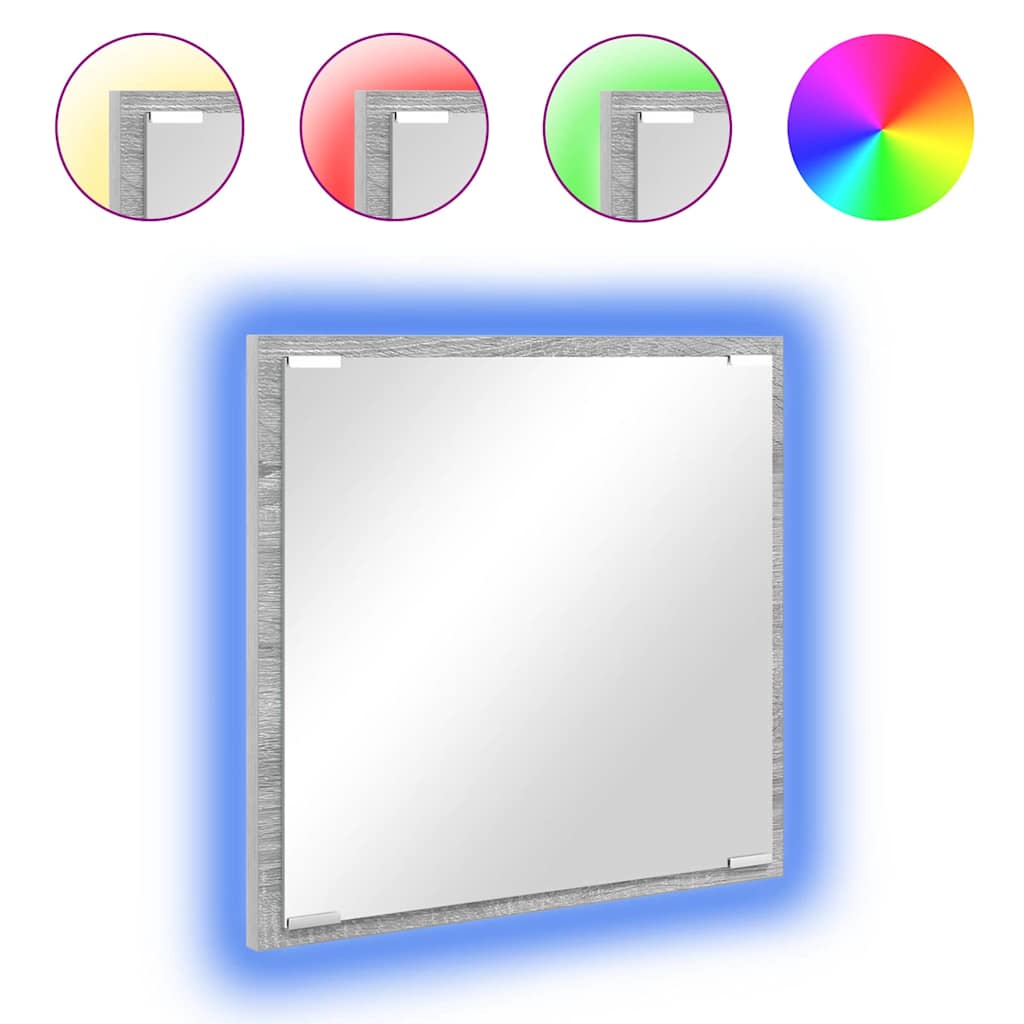 LED Fürdőszoba Tükör Szürke Sonoma 40 x 37 x 8.5 cm Szerelt Fa