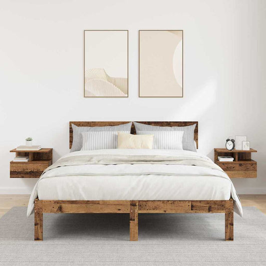 Lebegő éjjeliszekrény 2 pcs Öreg fa 40 x 31 x 28 cm Faanyag