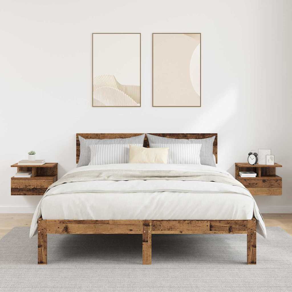 Lebegő éjjeliszekrény 2 db Öreg fa 40 x 31 x 28 cm Szerelt Fa