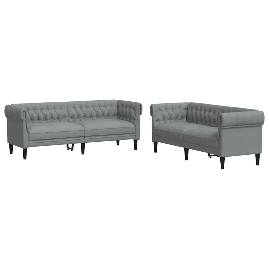 Nappali Kanapé 2 pcs Világosszürke 201,5 x 74,5 x 74,5 cm