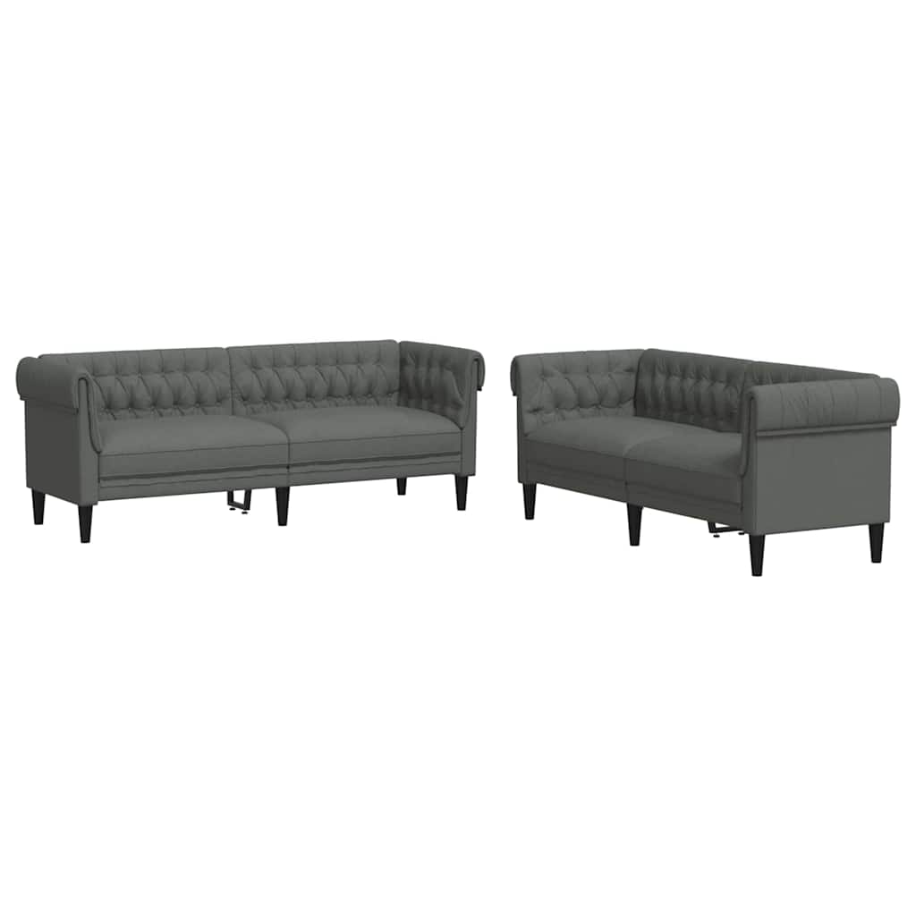 Nappali Kanapé 2 pcs Sötétszürke 201,5 x 74,5 x 74,5 cm szövet