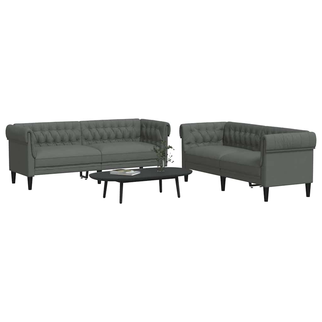 Nappali Kanapé 2 pcs Sötétszürke 201,5 x 74,5 x 74,5 cm szövet