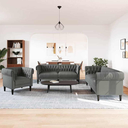 Nappali Kanapé 3 pcs Sötétszürke 201,5 x 74,5 x 74,5 cm szövet