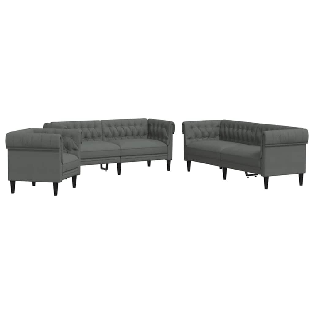 Nappali Kanapé 3 pcs Sötétszürke 201,5 x 74,5 x 74,5 cm szövet