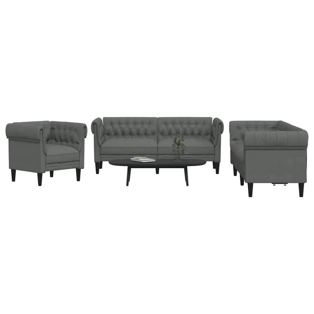 Nappali Kanapé 3 pcs Sötétszürke 201,5 x 74,5 x 74,5 cm szövet